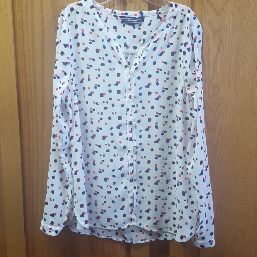 Lands End polka dot blouse size 6
